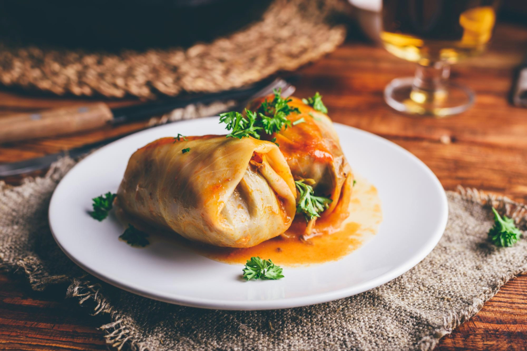 preparing homemade sarma